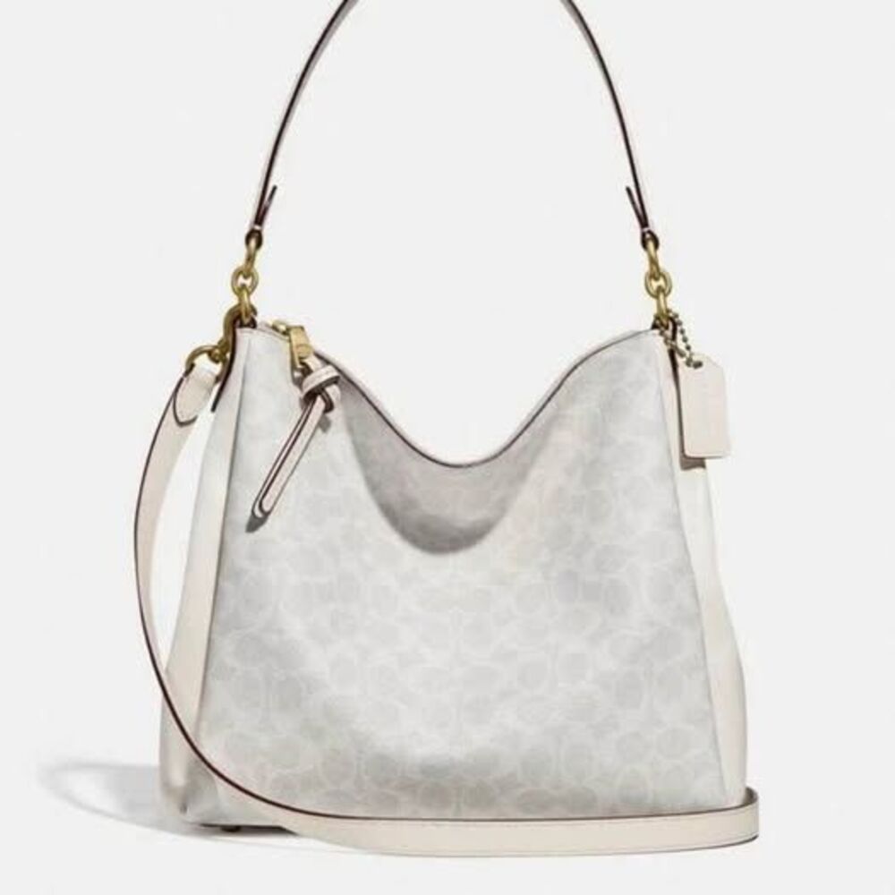 Coach Shay Shoulder Bag Signature Canvas Strap Purse White Chalk Handbag